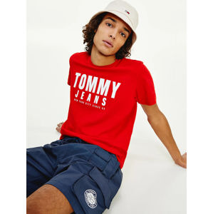 Tommy Jeans pánské červené triko - XL (XNL)